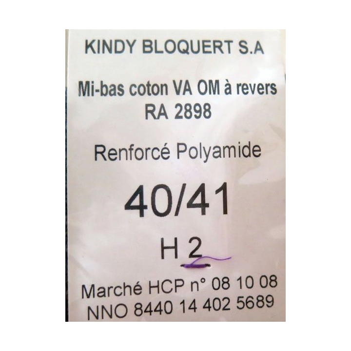 Mi bas coton VA OM à revers RA 2898 renforcé Polyamide Taille 40 / 41 H2