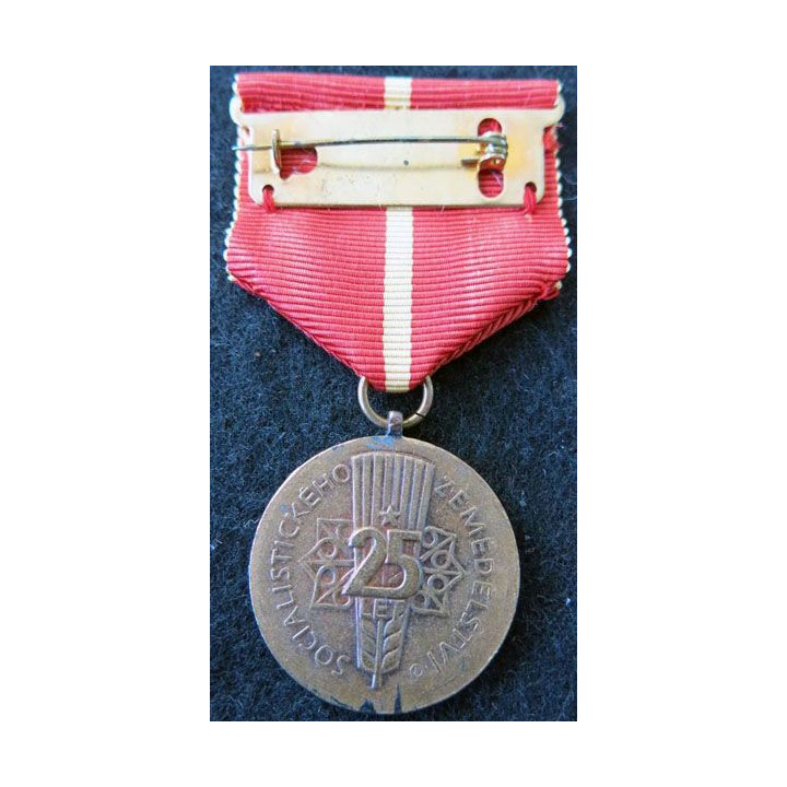 TCHECOSLOVAQUIE : Médaille tchèque de la 25° année de l'agriculture socialiste bronze (rare)