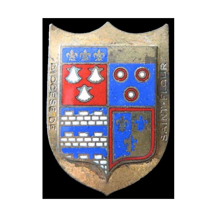 INSIGNE RELIGIEUX : Insigne métallique du Diocèse de Saint Flour en émail  J.S Planchot