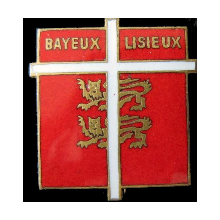INSIGNE RELIGIEUX : Insigne métallique du diocèse de Bayeux Lisieux en émail Arthus Bertrand
