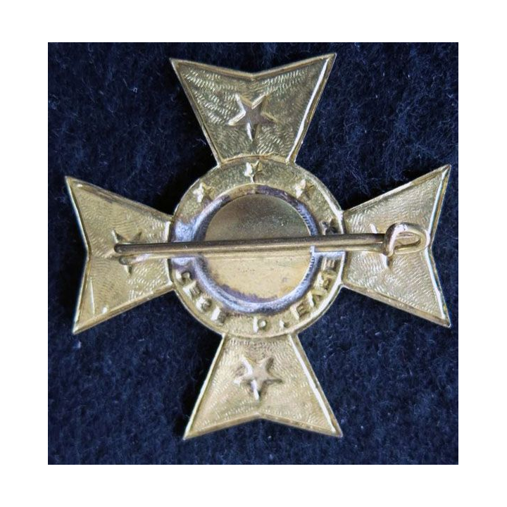 INSIGNE RELIGIEUX : Insigne métallique croix du diocèse d'Evreux peint