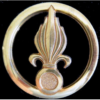 INSIGNE DE BÉRET REI : Insigne de béret de la légion étrangère de fabrication Balme Saumur