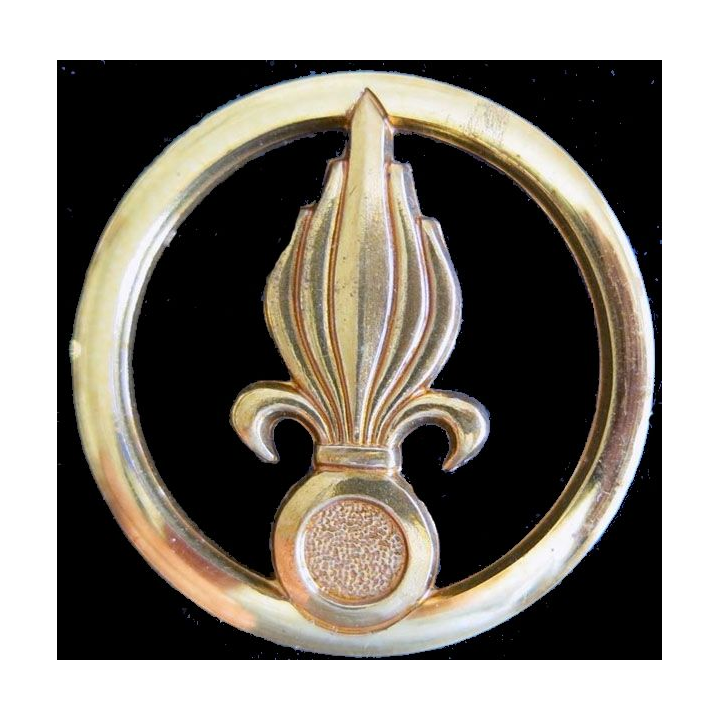 INSIGNE DE BÉRET REI : Insigne de béret de la légion étrangère de fabrication Balme Saumur