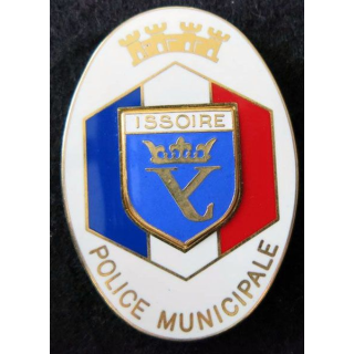 POLICE : insigne métallique de la police municipale d'Issoire fabrication A.B Paris