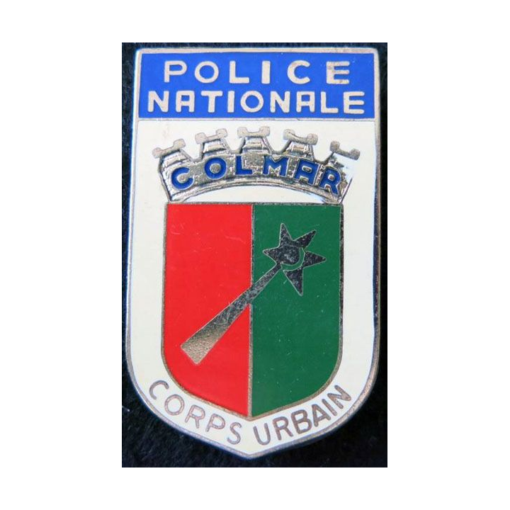 POLICE : Insigne métallique du corps urbain de la police nationale de Colmar de fabrication Drago Paris