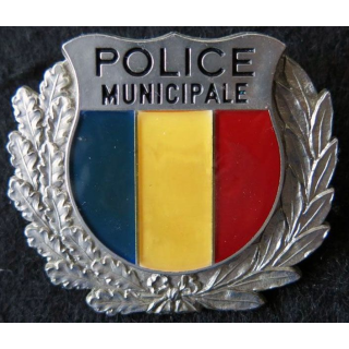 POLICE : insigne métallique et résine de la police municipale fixation à vis