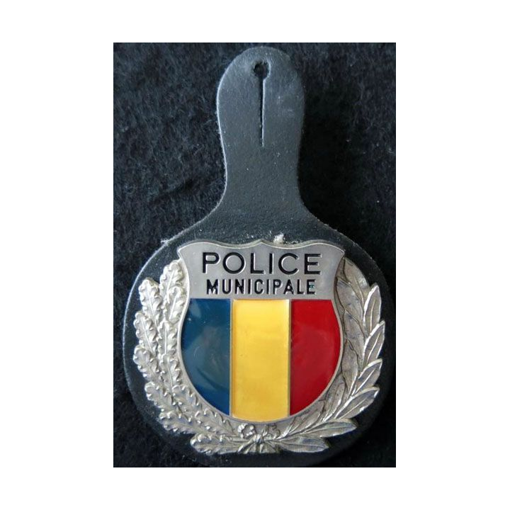 POLICE : insigne métallique et résine de la police municipale fixation à vis
