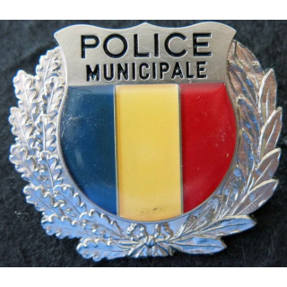 POLICE : insigne métallique et résine de la police municipale fixation à vis