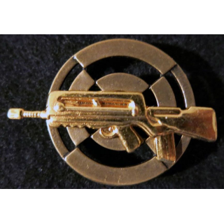 BREVET : Insigne métallique du brevet d’instructeur de tir Famas bronze  GS. 66, dos embouti