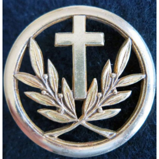 INSIGNE DE BERET : Insigne de béret d'aumonier catholique en métal doré