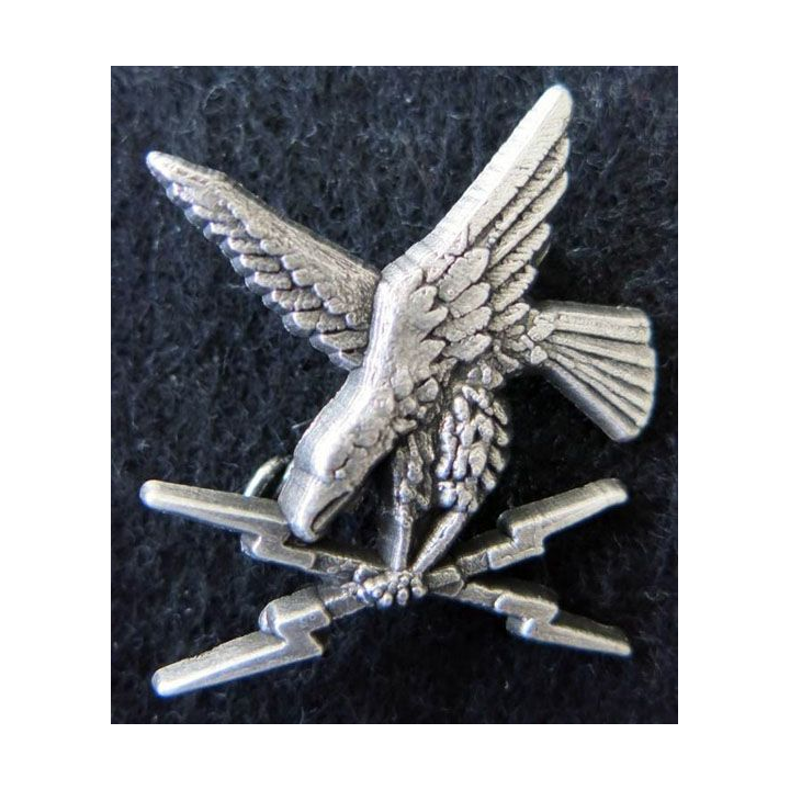 GE : Insigne métallique de brevet argent de guerre électronique de fabrication Ballard