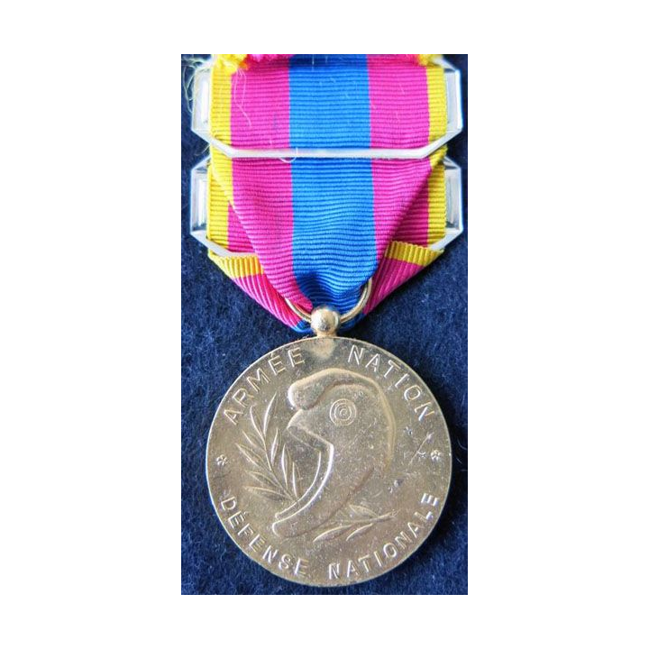 FRANCE : médaille de la défense nationale type or avec barrettes "Légion Etrangère et Missions d'assistance extérieure "