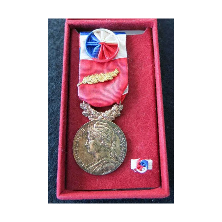 FRANCE : Médaille d'honneur du travail du ministère du travail grade or attribuée à E. Dubosc 1983 en coffret