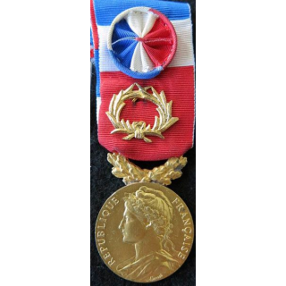 FRANCE : Médaille du travail du ministère du travail et de la sécurité sociale grade grand or attribuée à G. Mathieu 1966