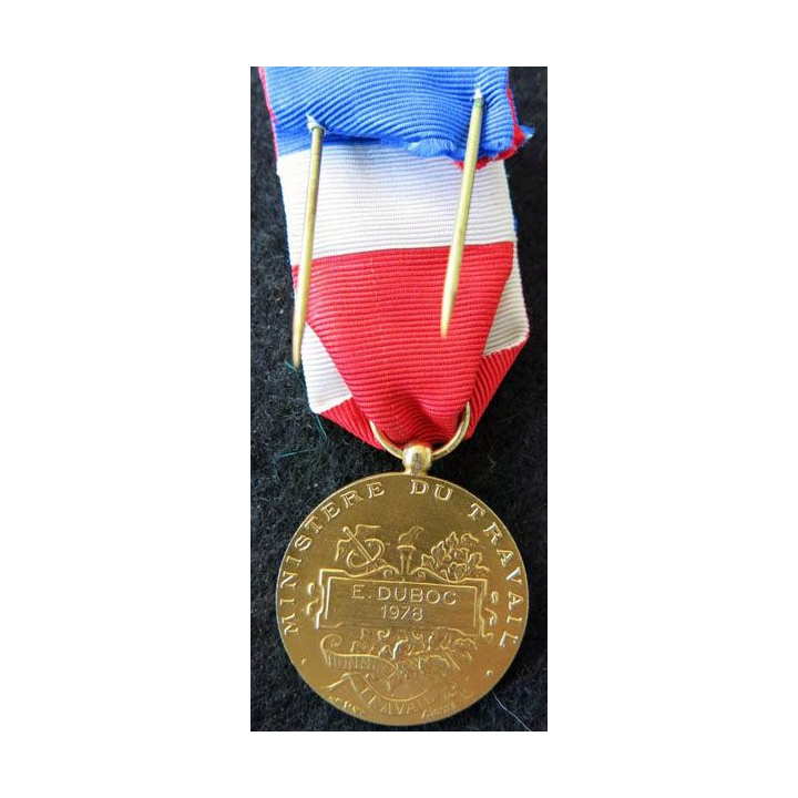 FRANCE : Médaille du travail du ministère du travail grade vermeil attribuée à E. Duboc en 1978