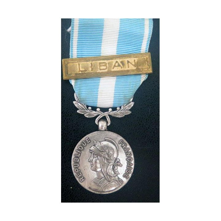médaille d'outre mer agrafe " Liban " en métal argenté