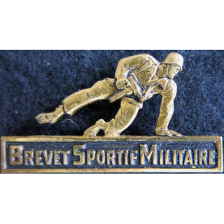 BSM : insigne métallique du brevet sportif militaire de fabrication Drago Déposé G. 1469 dos guilloché bronze