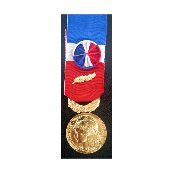 FRANCE : Médaille du travail du ministère du travail et de la sécurité sociale en vermeil attribuée à P. Gasser 1957