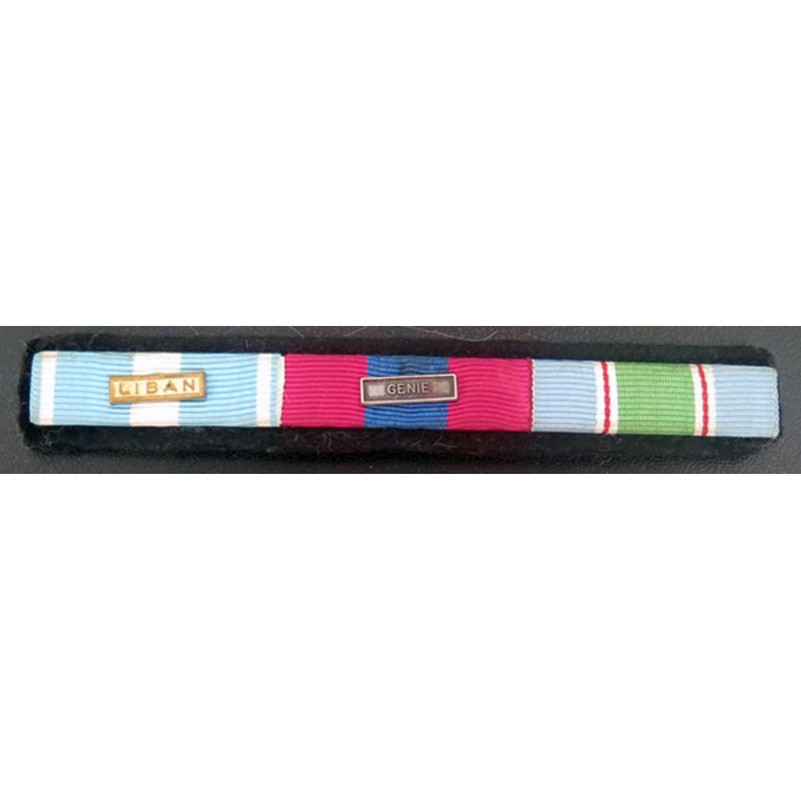 MILITARIA : barrette de rappel de 3 décorations du liban et Génie
