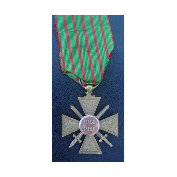 Croix de guerre 1914-1918 en bronze avec ruban 1 palme et 1 étoile 