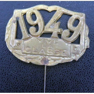 Insigne vive la classe 1949 en laiton de largeur 4,3 cm