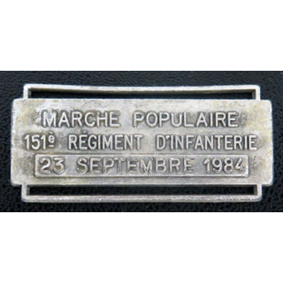 BARRETTE marche populaire 151° régiment d'infanterie 23 Septembre 1984