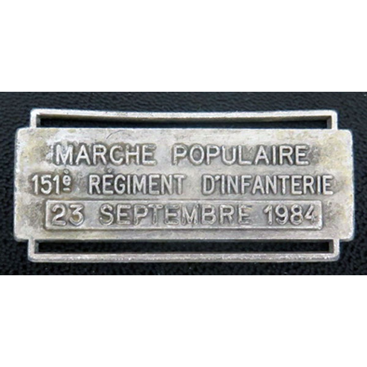 BARRETTE marche populaire 151° régiment d'infanterie 23 Septembre 1984