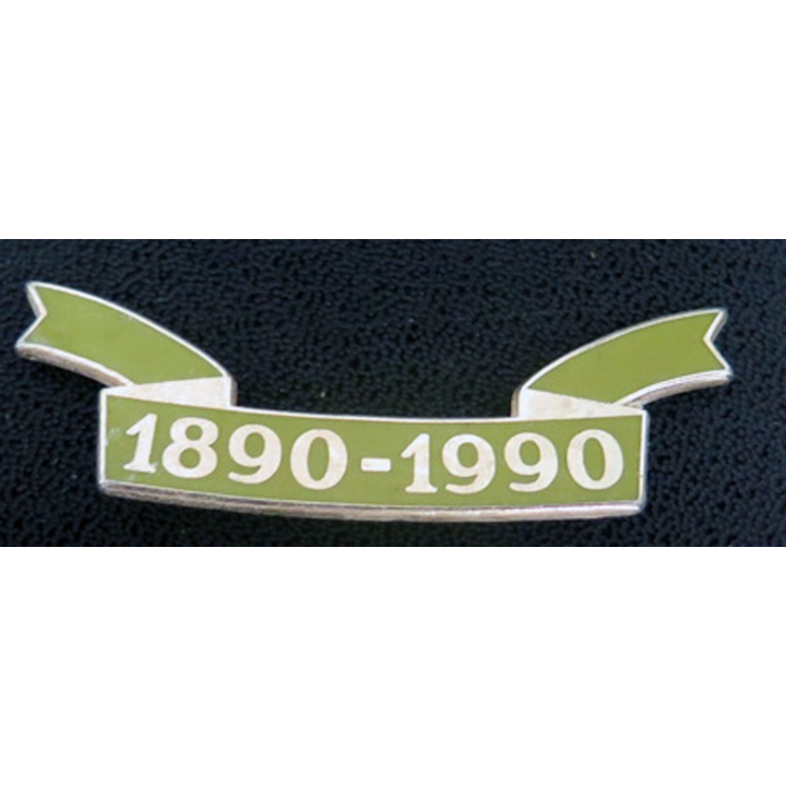 palme 1890-1990 sur fond vert clair de dimension 5,5 cm