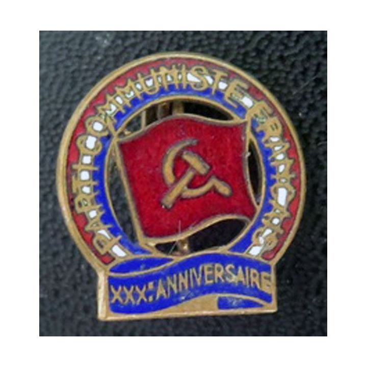 PCF : insigne de boutonnière du parti communiste français XXX° anniversaire émail