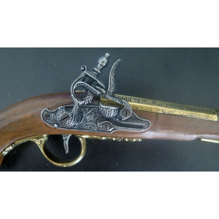 Pistolet de pirate Hadlex 1760 London en bois et métal 
