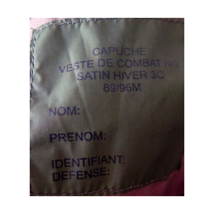 Capuche de tenue de combat NG satin Hiver taille 89 / 96 M