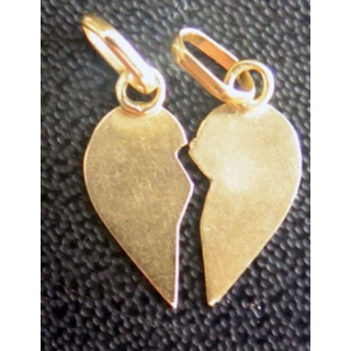 Bijou en forme de coeur séparé en deux en plaqué or