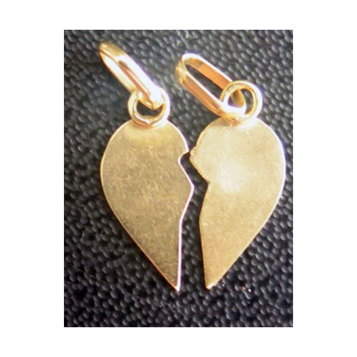 Bijou en forme de coeur séparé en deux en plaqué or