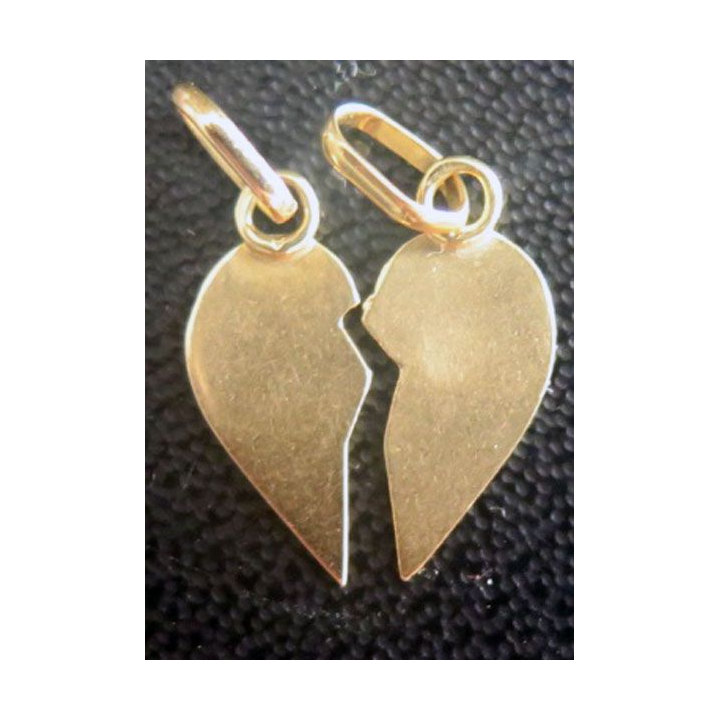 Bijou en forme de coeur séparé en deux en plaqué or