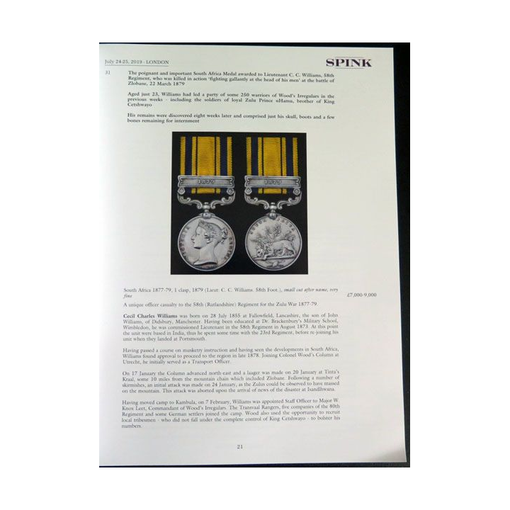 CATALOGUE SPINK july 2019 - 1022 lots de décorations english medals