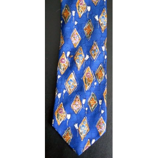 Cravate Burton 100 % polyester fleurs sur fond bleu 