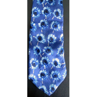 Cravate Célio100 % Soie fleurs sur fond bleu