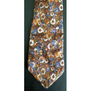 Cravate Yves Dorsey 100 % Soie fleurs sur fond couleurs automnales