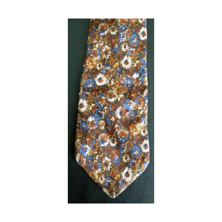 Cravate Yves Dorsey 100 % Soie fleurs sur fond couleurs automnales