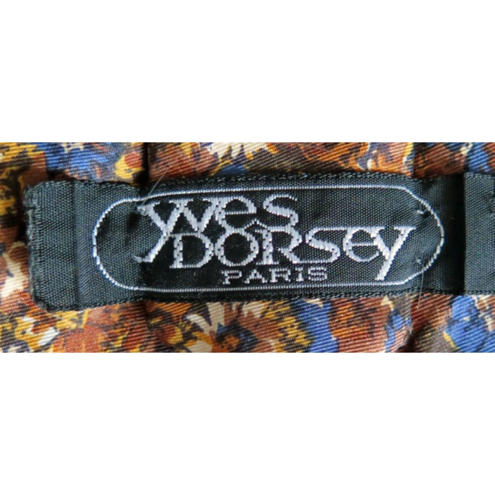 Cravate Yves Dorsey 100 % Soie fleurs sur fond couleurs automnales