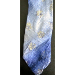 Cravate Elios Paris 100 % Soie fleurs sur fond pastel bleu 