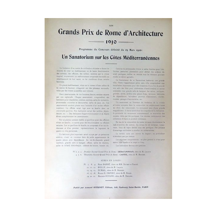 Les Grands prix de Rome d'Architecture 1907 - 1909 - 1910 - 1911 (89 planches)