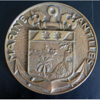 Tape de bouche de la Marine Antilles de diamètre 16 cm sans socle bois