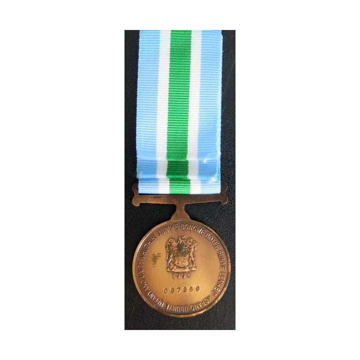 AFRIQUE DU SUD  : médaille de l'Unité Unitas medal numérotée 087859