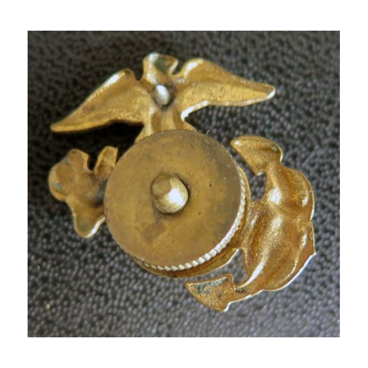 US MARINES : Insigne de col des Marines US en bronze sur vis 