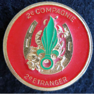 2° REI : Insigne métallique de la 2° compagnie du 2° régiment étranger d'infanterie FIA Lyon