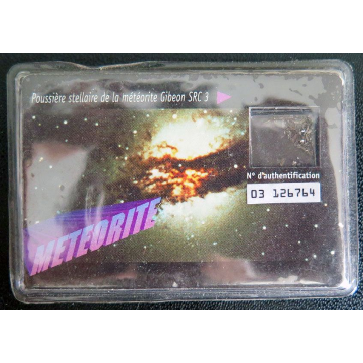 Poussière Stellaire de la météorite Gibeon SRC 3 n° d'authentification 03 126764