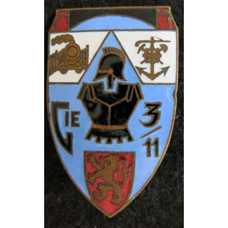 3° BG : insigne métallique de la 11° compagnie du 3° bataillon du génie Arthus Bertrand émail
