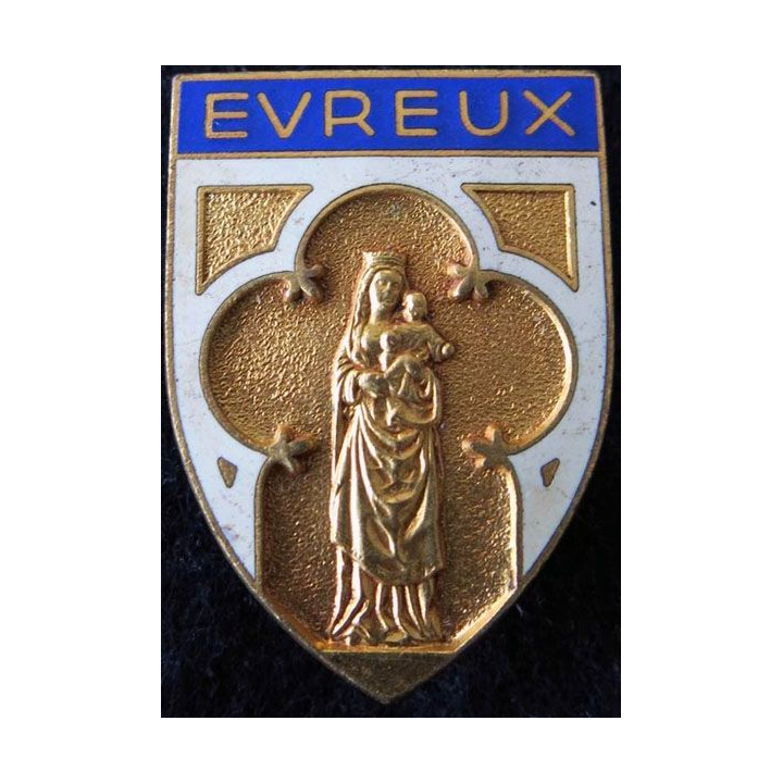 INSIGNE RELIGIEUX : Insigne métallique du Diocèse d'Evreux de fabrication Chobillon en émail