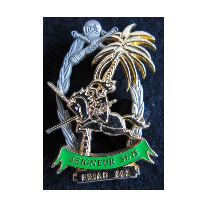 503° GE : insigne métallique du 3° escadron du 503° groupe d'escadrons opération Licorne ERIAD 503 de fabrication Delsart